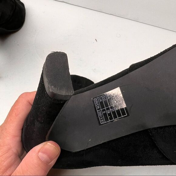 Forever 21 Women’s US 8 Black Ankle Bootie Pre Owned, Microsuede Open Toe EUC - Picture 7 of 8